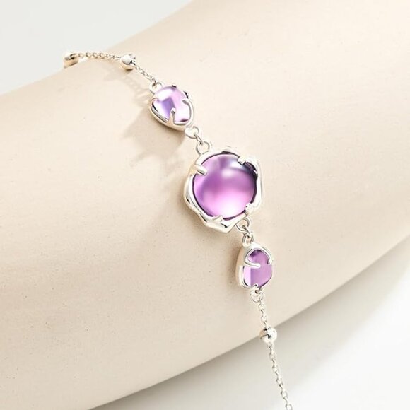 Neiman Marcus Cicy Bell Platinum Plated Moonstone Link Bracelet - Picture 3 of 4